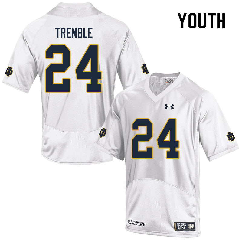 Youth #24 Tommy Tremble Notre Dame Fighting Irish College Football Jerseys Sale-White